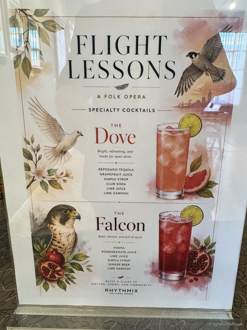 The Dove and The Falcon, two cocktails designed for the Flight Lessons folk opera